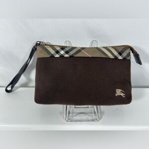 Vintage Burberry Nova Check Wristlet Cosmetic Pouch Bag